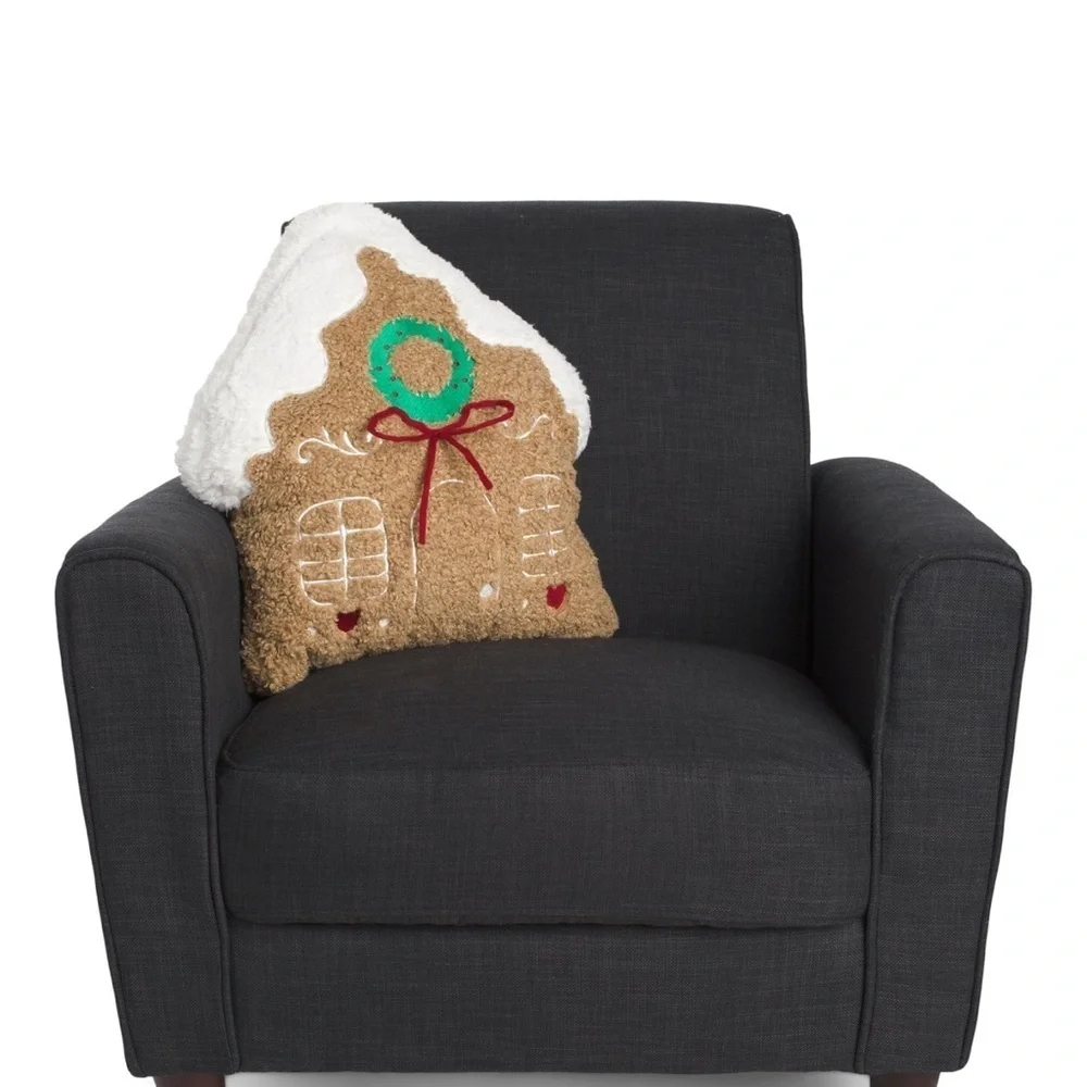 Martha Stewart large  Teddy Gingerbread House Shaped Pillow